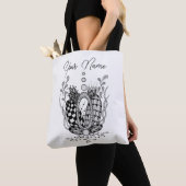 Tote Bag Tangle Art : Dessin floral, Ovale - (De près)