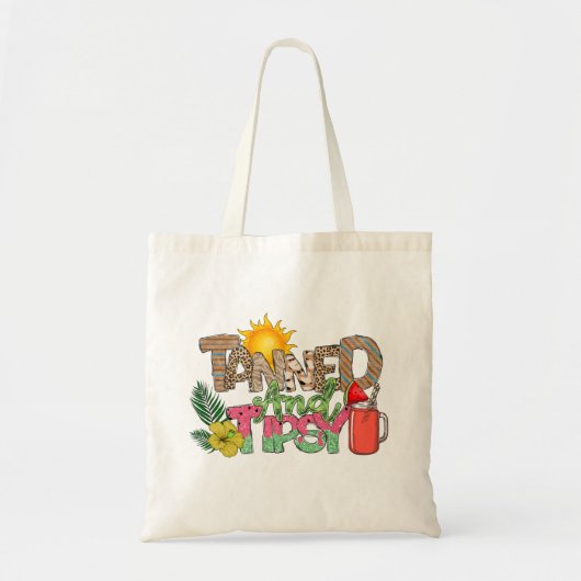Tote Bag Tannée et Tipsy | Fun Summer Party Design (Devant)