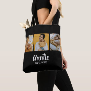 Tote Bag Tante a établi un script moderne noir 3 Photo