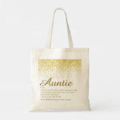 Tote Bag Tante chic écriture pailletée or Définition (Dos)
