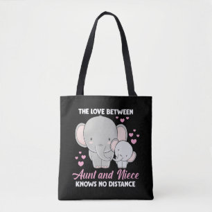 Tote Bag Tante et nièce Love Tante Famille Elephant Hearts