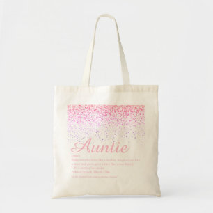 Tote Bag Tante Tante Définition de Script Chic à Paillettes