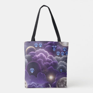 Tote Bag Tanzanite Diamanté Phases Lunaires Étincelantes