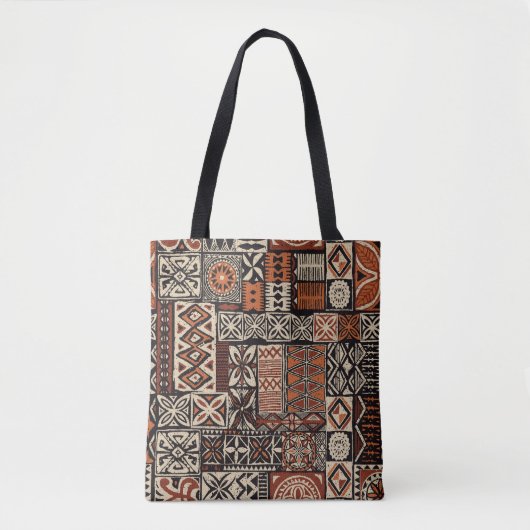 Tote Bag Tapa hawaïen : Patchwork tribal (Devant)