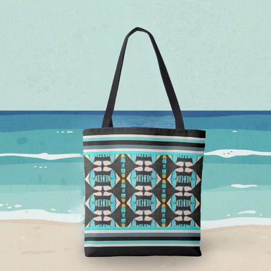 Tote Bag Tapisserie Tribale Turquoise