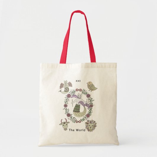 Tote Bag Tarot de chat de sirène le monde (Devant)