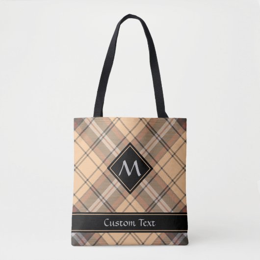 Tote Bag Tartan beige et Brown (Devant)