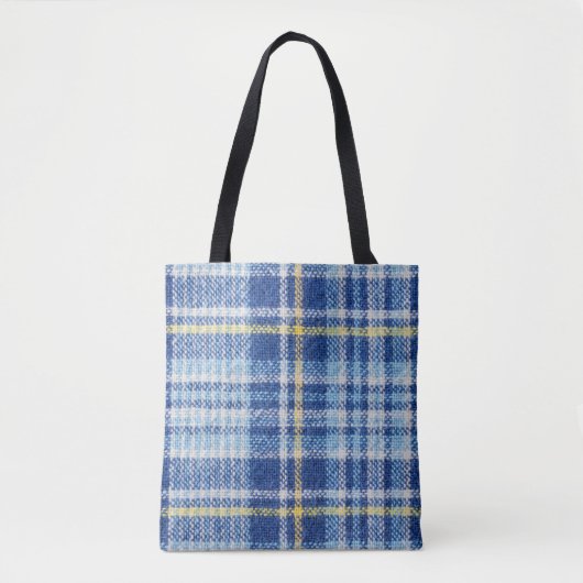 Tote Bag Tartan bleu et jaune ou arrière - plan plaid pour  (Devant)
