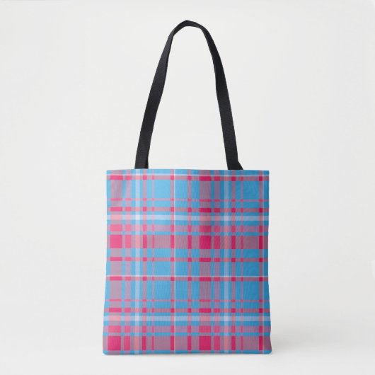 Tote Bag Tartan bleu et rouge (Devant)