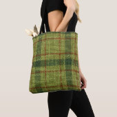 Tote Bag Tartan de Noël rouge et vert. (De près)