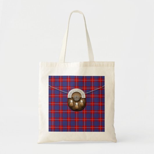 Tote Bag Tartan et escarcelle de Hamilton de clan (Devant)