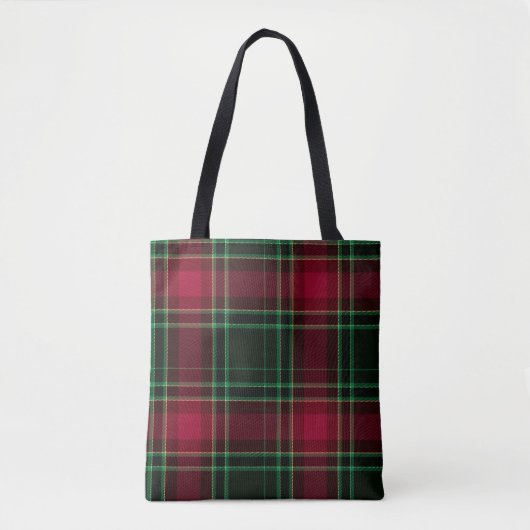 Tote Bag Tartan festif en framboise et vert (Devant)