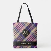 Tote Bag Tartan mauve, or et bleu (Dos)