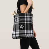 Tote Bag Tartan noir et blanc (De près)