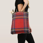 Tote Bag Tartan plaids motif rouge royal tissu (De près)