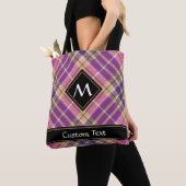 Tote Bag Tartan rose, or et bleu (De près)