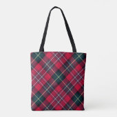 Tote Bag Tartan rouge avec vos initiales (Dos)