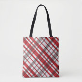 Tote Bag Tartan rouge blanc et gris (Devant)