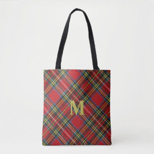 Tote Bag Tartan rouge monogrammé