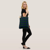 Tote Bag Tartan vert et marine (Sur le modèle)