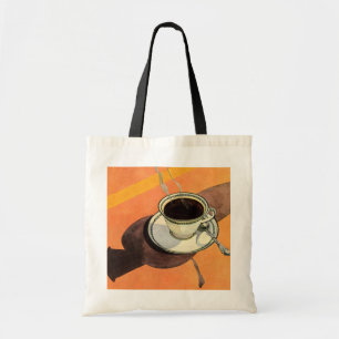 Tote Bag Tasse de café vintage, soucoupe, cuillère, diner r