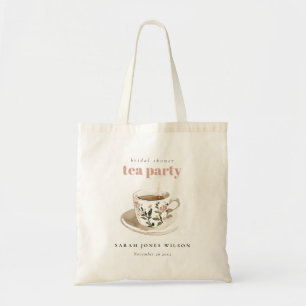 Tote Bag Tasse de thé florale chic pour la fête de thé de S