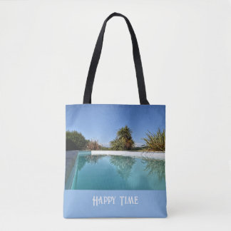 Tote Bag Tasse Latte Teintes Bleues