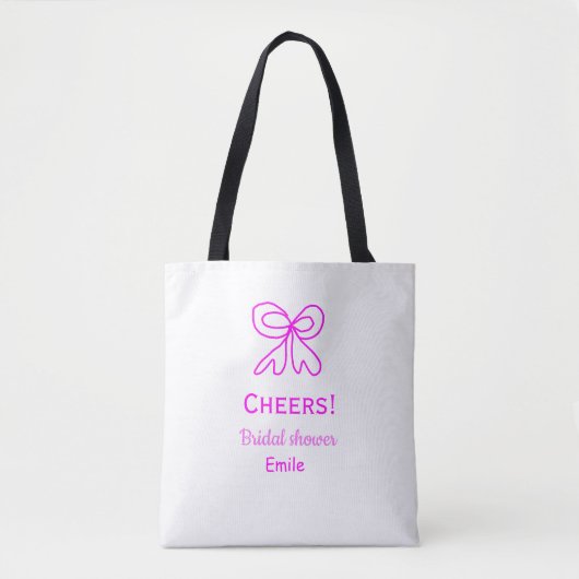 Tote Bag Tasse violet rose ruban mariage nom  (Devant)