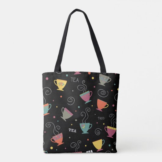 Tote Bag Tasses à thé volantes Design hivernal (Dos)