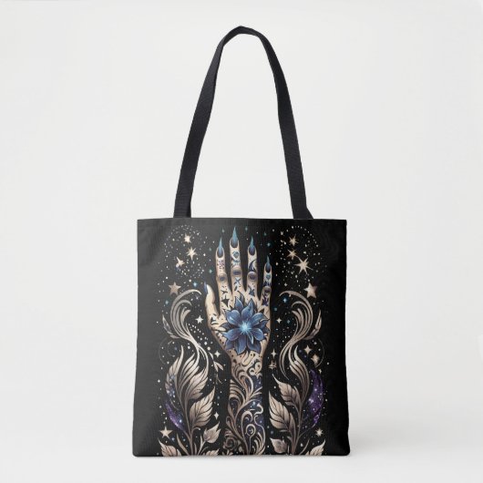 Tote Bag Tatouage Main Noir Et Or (Devant)