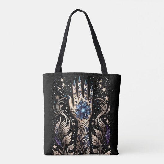 Tote Bag Tatouage Main Noir Et Or (Dos)