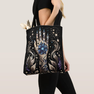 Tote Bag Tatouage Main Noir Et Or