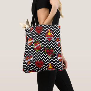 Tote Bag Tatouage maman Chevron blanc