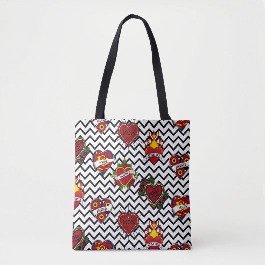 Tote Bag Tatouage maman Chevron noir (Devant)
