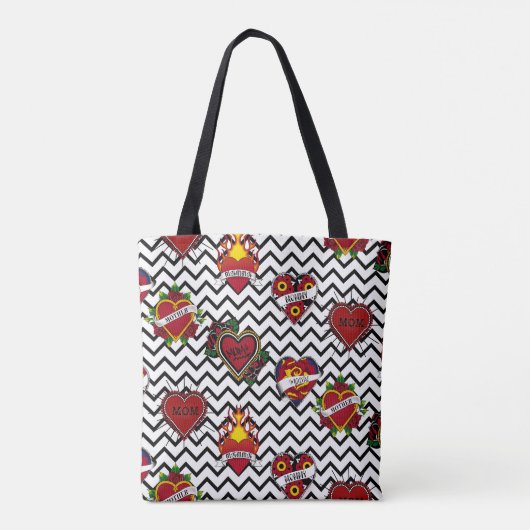 Tote Bag Tatouage maman Chevron noir (Dos)