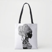 Tote Bag Tatouage Tribal Portrait de Fille Africaine (Devant)