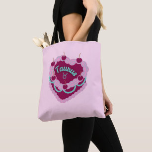 Tote Bag Taurus Zodiac Pastel Coeur Gâteau d'anniversaire