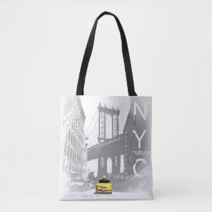 Tote Bag Taxi jaune New York City Nyc Brooklyn Bridge