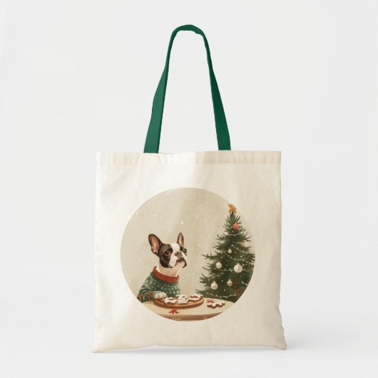 Tote Bag Tchiens de Noël Boston Terrier (Devant)