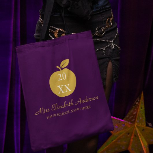 Tote Bag Teacher Apple Graduation