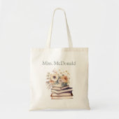 Tote Bag Teacher Appreciation Gift Floral Books (Devant)