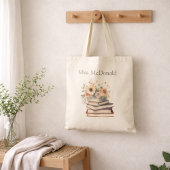 Tote Bag Teacher Appreciation Gift Floral Books