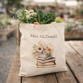 Tote Bag Teacher Appreciation Gift Floral Books