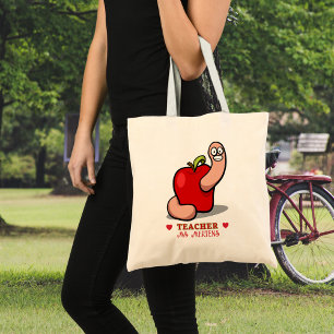 Tote Bag Teacher Appréciation Worm dans Apple Ajouter un no