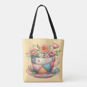 Tote Bag Teacup Patchwork avec Fleurs Whimsical (Dos)