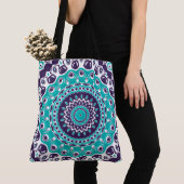 Tote Bag Teal and Purple Bold Mandala Pattern (De près)