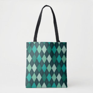 Tote Bag Teal argyle