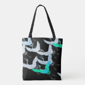 Tote Bag Teal Cranes in Flight (Dos)