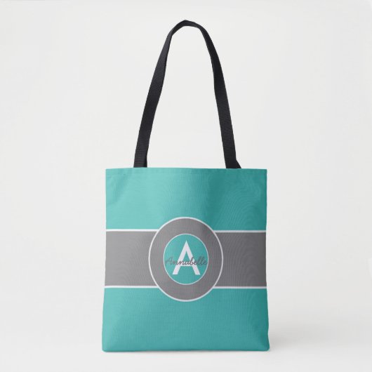 Tote Bag Teal Gray Monogram (Devant)