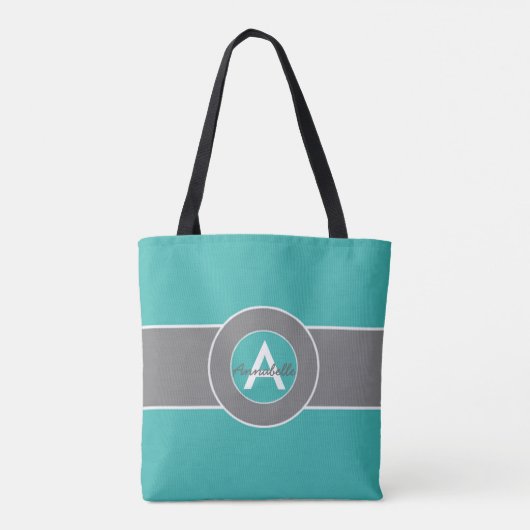 Tote Bag Teal Gray Monogram (Dos)